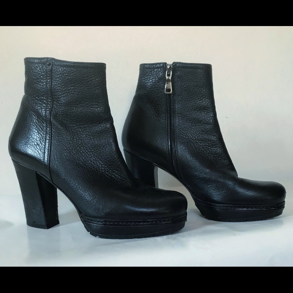 Prada genuine leather platform booties.